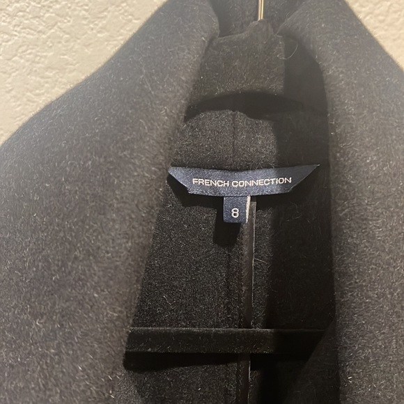 French Connection Black Felt Coat Jacket - Picture 2 of 3